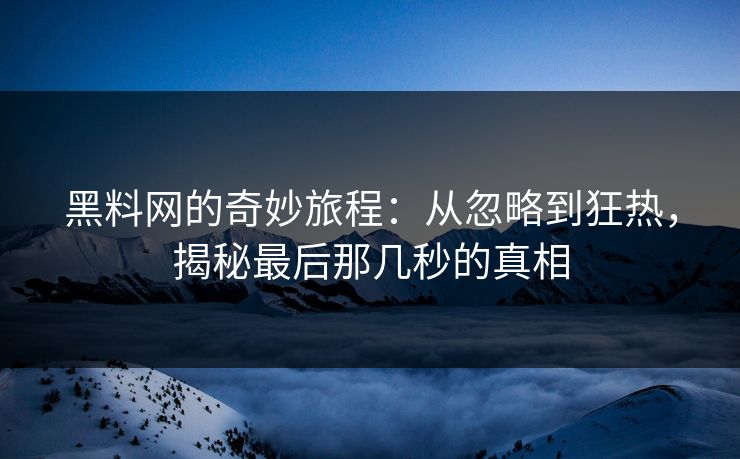 黑料网的奇妙旅程：从忽略到狂热，揭秘最后那几秒的真相