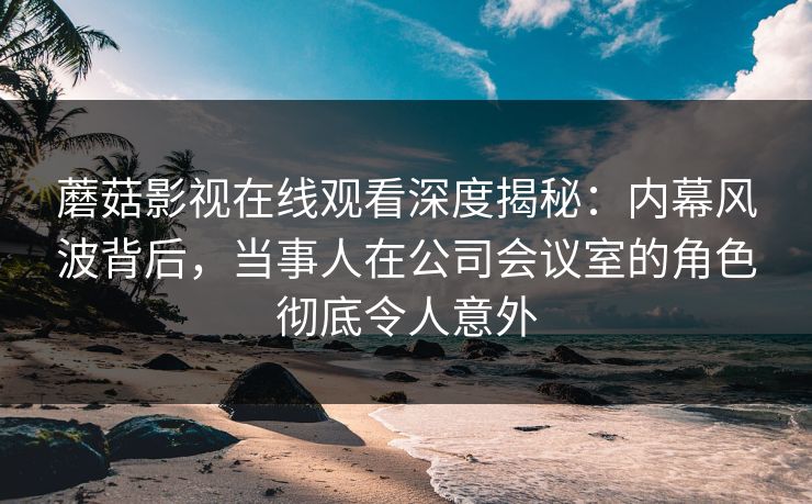蘑菇影视在线观看深度揭秘：内幕风波背后，当事人在公司会议室的角色彻底令人意外
