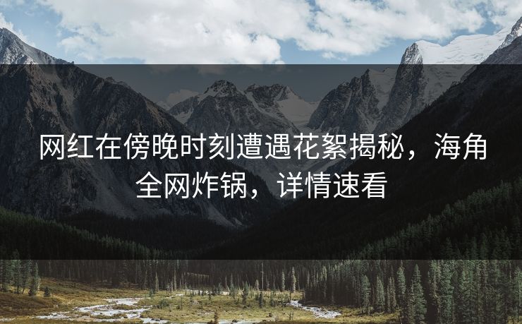 网红在傍晚时刻遭遇花絮揭秘，海角全网炸锅，详情速看